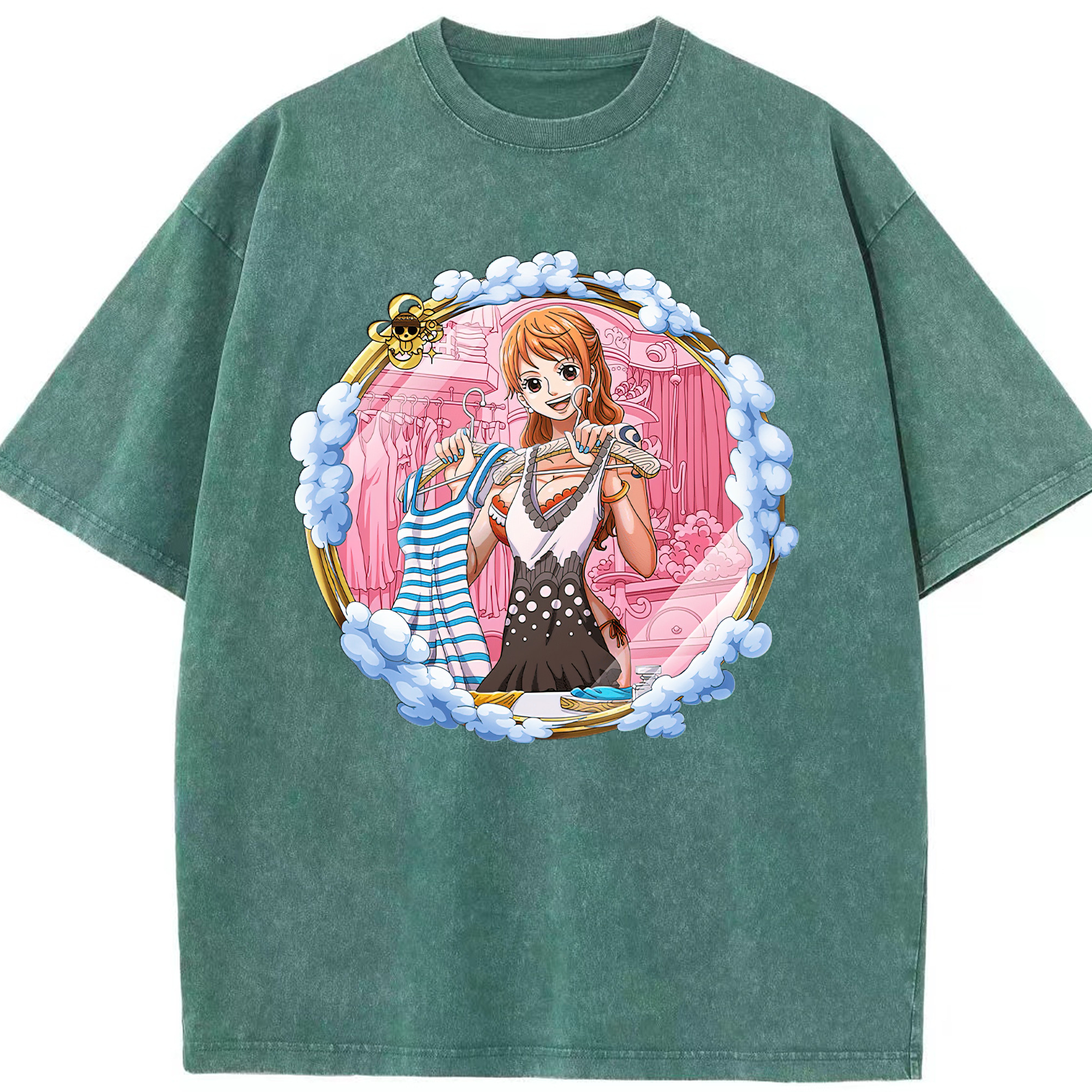 ワンピース ナミ ONE PIECE Nami 綿100% ヴィンテージ風 半袖Tシャツ（フロントプリント）